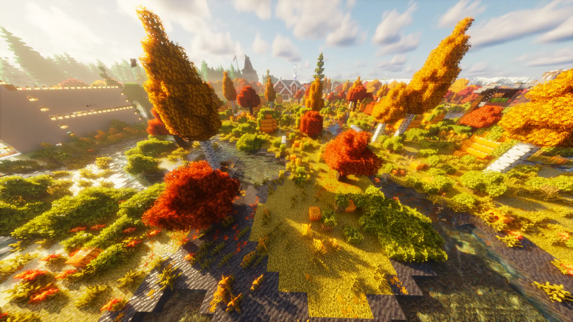 Winding river valley at golden hour – Minecraft 3D texture pack | OmniRTX