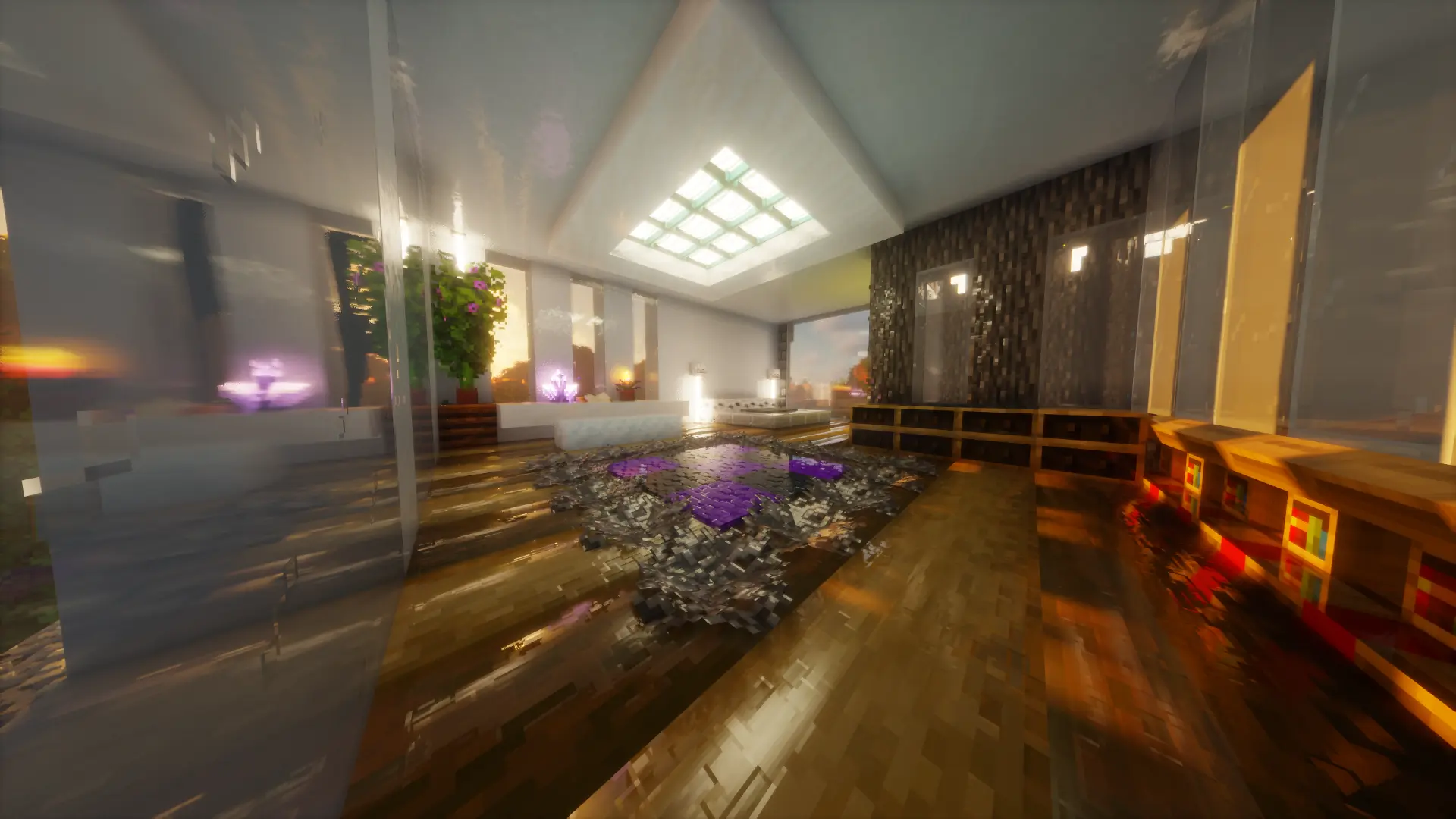 Polished deepslate room with emissive lamps – RTX texture pack | OmniRTX