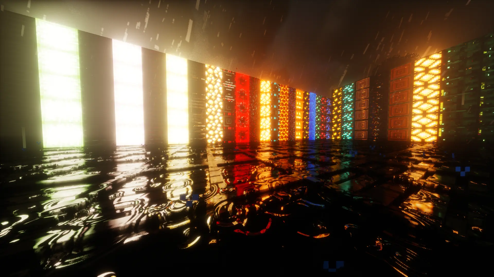 Reflective water room with colored glass light – Minecraft POM texture pack | OmniRTX