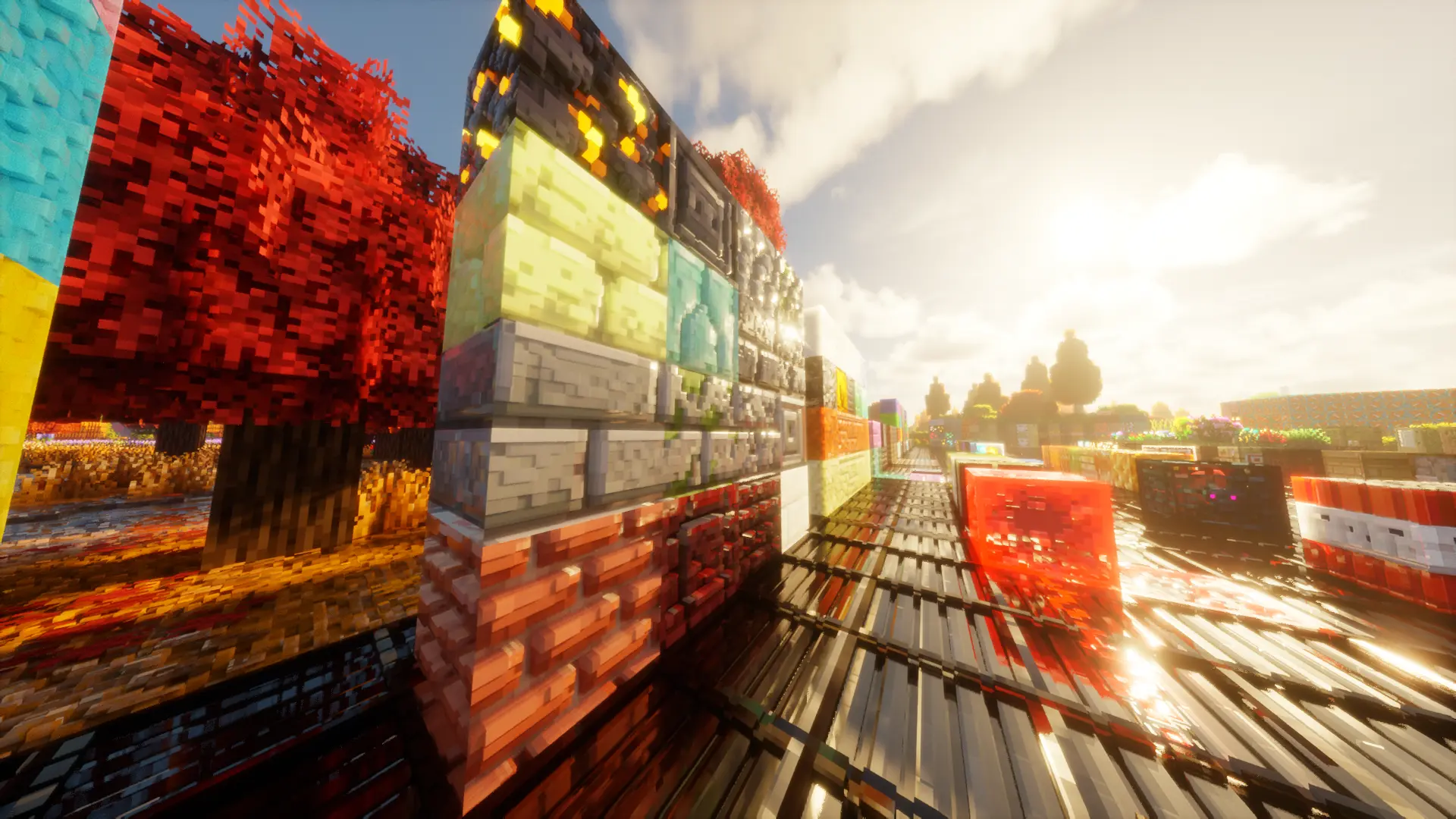 Wooden gallery with reflective windows – full PBR all blocks | OmniRTX